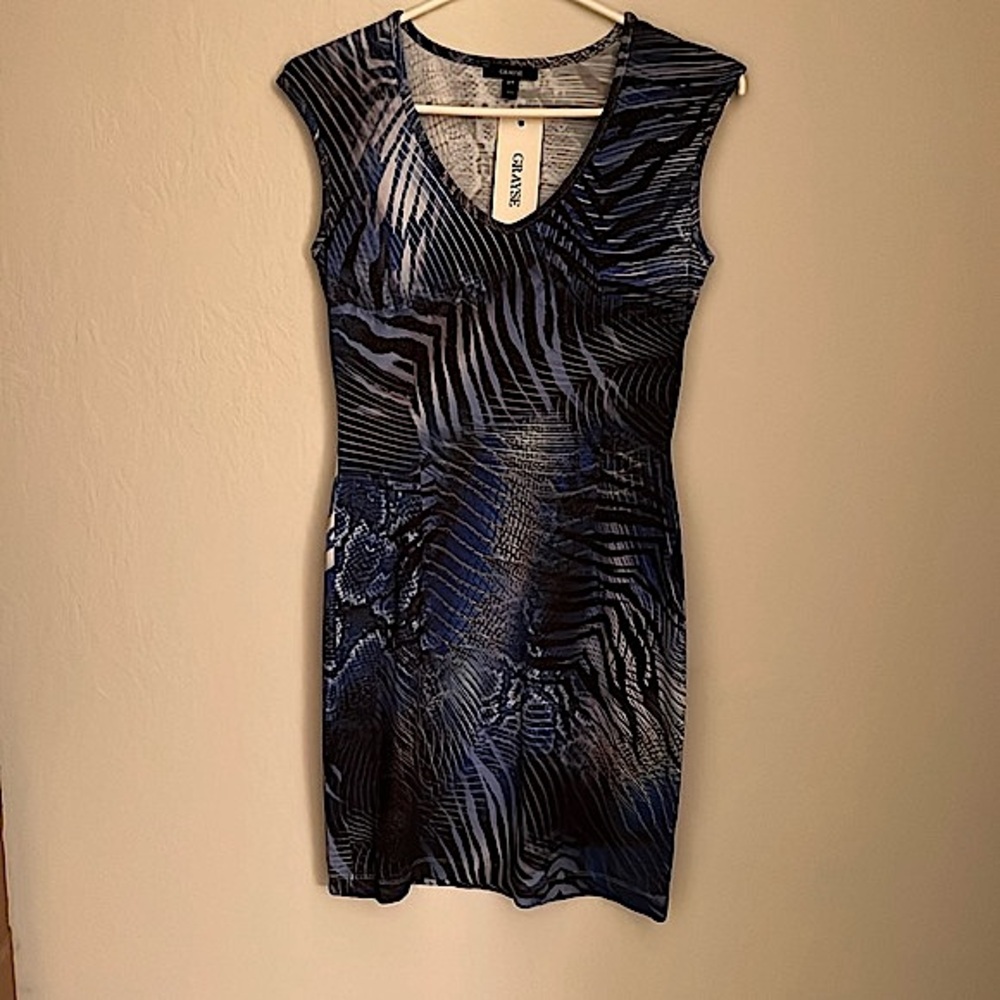 Grays Blue and Black Zebra Print Mini Dress